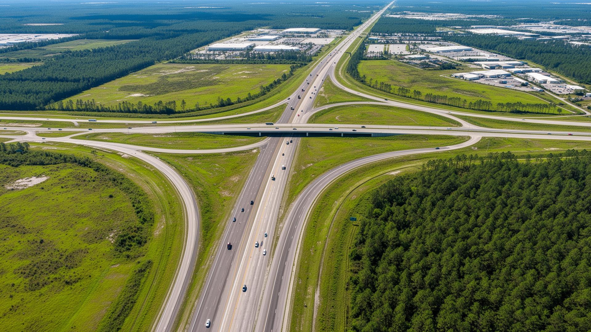 I-75 highway interchange aerial view